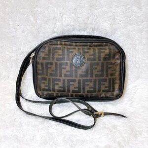 Fendi Black and Brown Logo Shoulder Bag